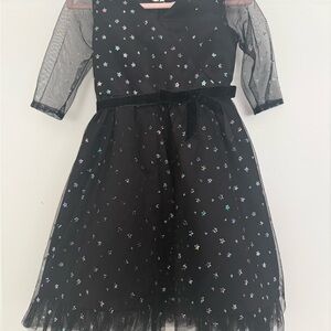 Purple Rose Black Dress with Star Details